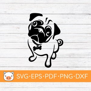 Pug Sitting SVG Digital Download file, Dog Puppy SVG, Vector Cut File, Cricut, Silhouette, Cutting Files, Decal, T-shirt design, Stickers