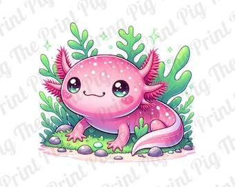 Axolotl PNG Digital Download file, Cute animal PNG,  t-shirt print designs, sublimated print designs, cute rainbow animals