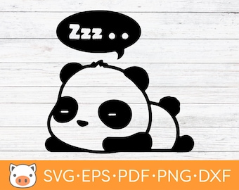 Sleepy Panda SVG Digital Download file, Panda Bear SVG, Vector Cut File, Cricut, Silhouette, Cutting Files, Decal, T-shirt design, Stickers