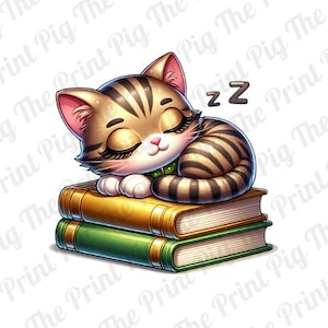 Cats and Books PNG Digital Download file, love cats PNG,  t-shirt art, sublimated print designs, sticker design, cartoon cats, love reading