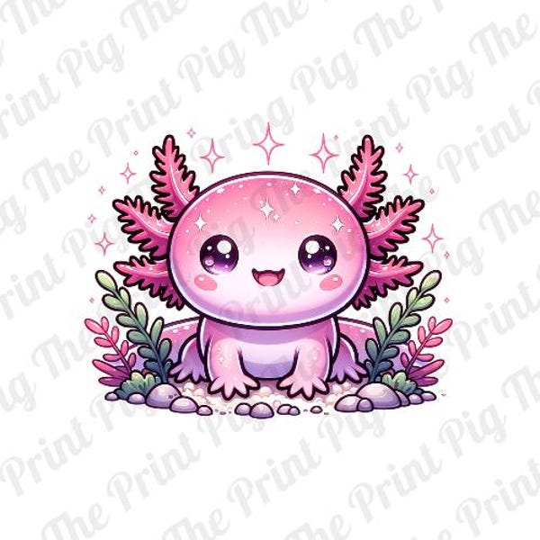 Axolotl PNG Digital Download file, Cute animal PNG,  t-shirt print designs, sublimated print designs, cute rainbow animals