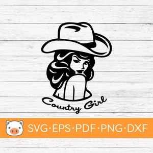 Country Girl SVG Digital Download file, Cow Girl SVG, Vector Cut File, Cricut, Silhouette, Cutting Files, Decal, T-shirt design, Stickers