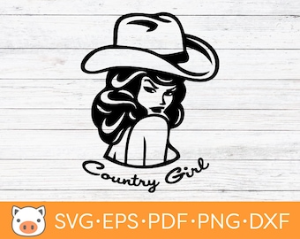 Country Girl SVG Digital Download file, Cow Girl SVG, Vector Cut File, Cricut, Silhouette, Cutting Files, Decal, T-shirt design, Stickers