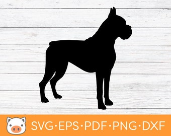Archivo de descarga digital SVG de silueta de boxeador, perro SVG, archivo de corte vectorial, Cricut, silueta, archivos de corte, calcomanía, diseño de camiseta, pegatinas