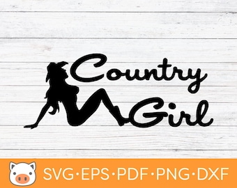 Country Girl SVG Digital Download file, Cow Girl SVG, Vector Cut File, Cricut, Silhouette, Cutting Files, Decal, T-shirt design, Stickers