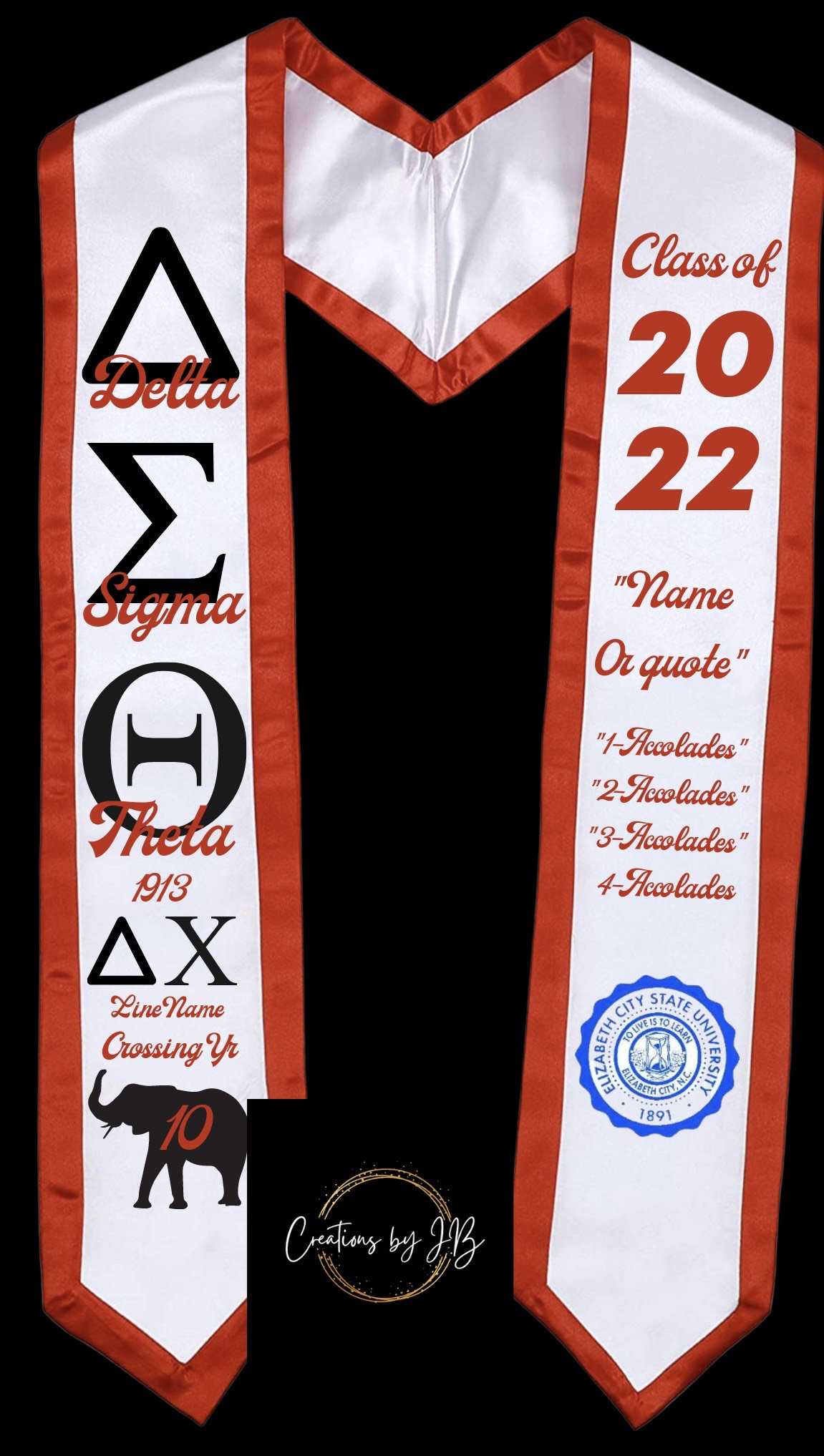 Sorority Graduation Stole | Custom Graduation Stole| Greek Graduation Stole | Pre-Designed Stole | Class of 2025 Stole| Class of 2025 Stole