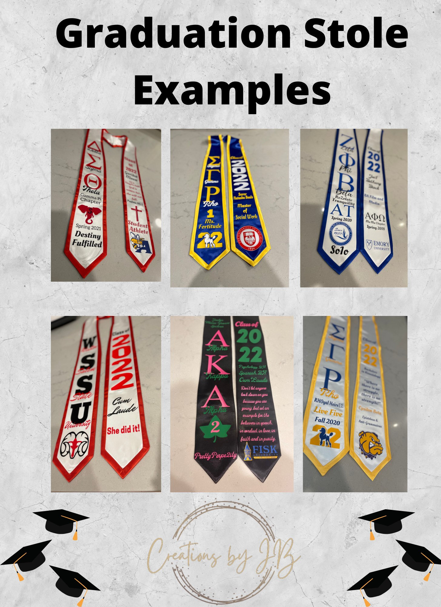 Sorority Graduation Stole | Custom Graduation Stole| Greek Graduation Stole | Pre-Designed Stole | Class of 2025 Stole| Class of 2025 Stole