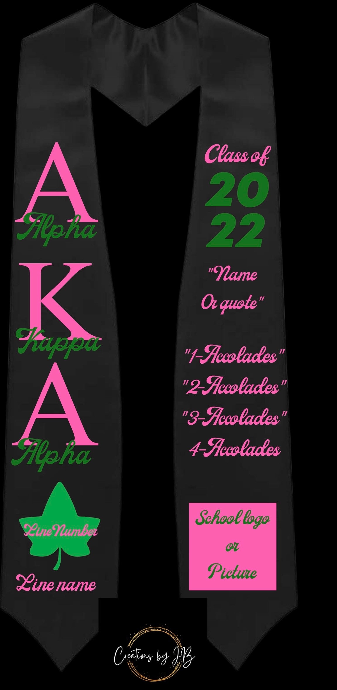 Sorority Graduation Stole | Custom Graduation Stole| Greek Graduation Stole | Pre-Designed Stole | Class of 2025 Stole| Class of 2025 Stole
