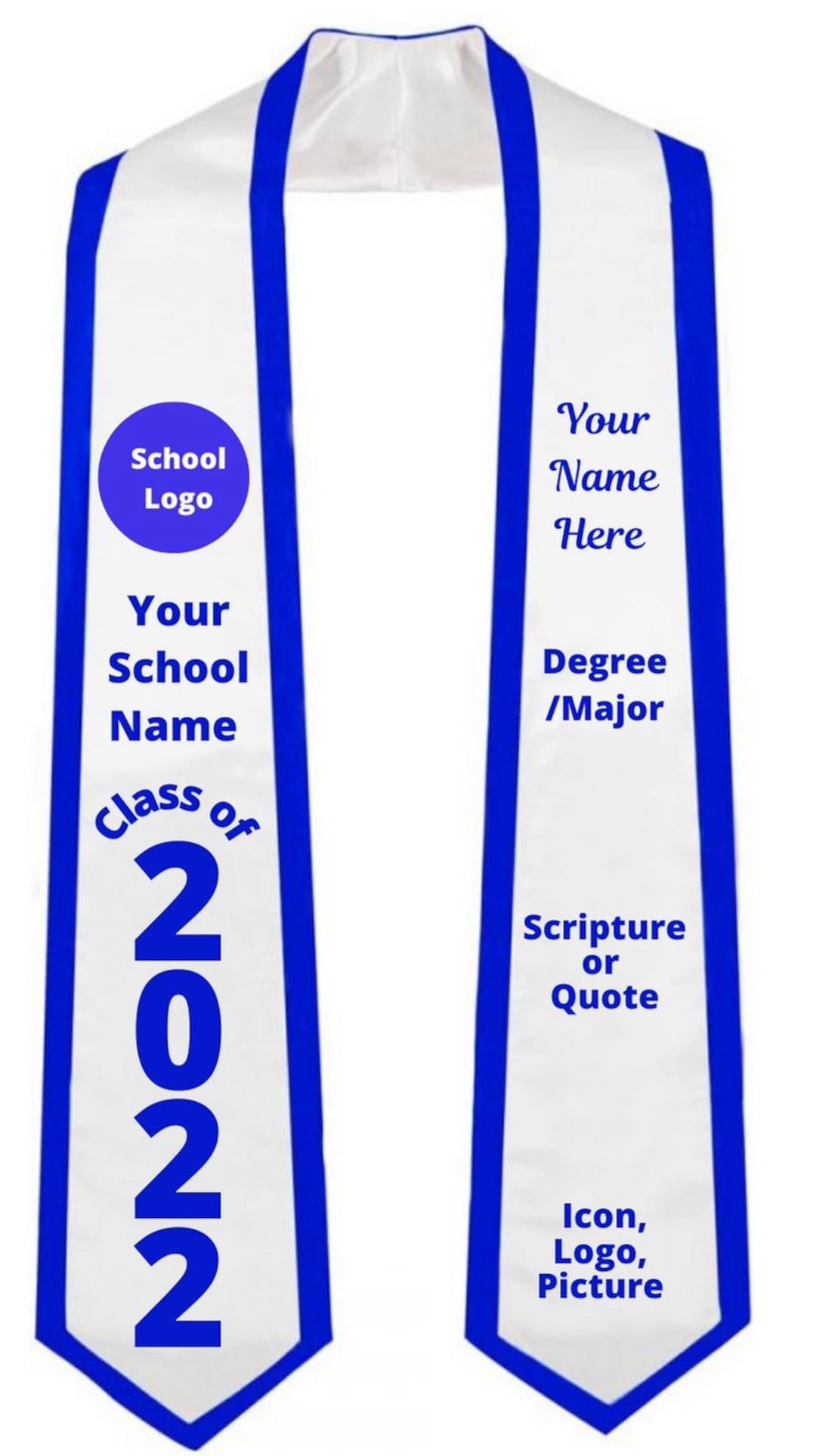 Collegiate Graduation Stole Custom Graduation Stole Predesigned Stole