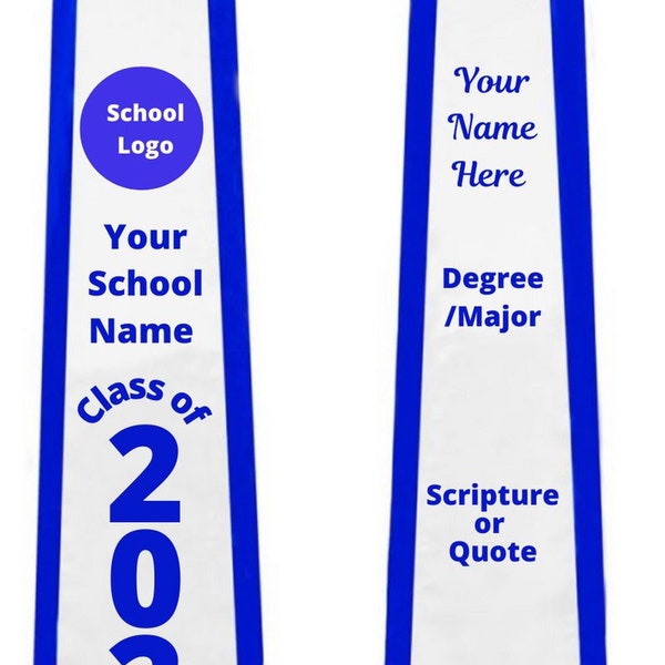 Collegiate Graduation Stole | Custom Graduation Stole| | Pre-Designed Stole | Class of 2024 Stole| Class of 2024 Stole| College Stole