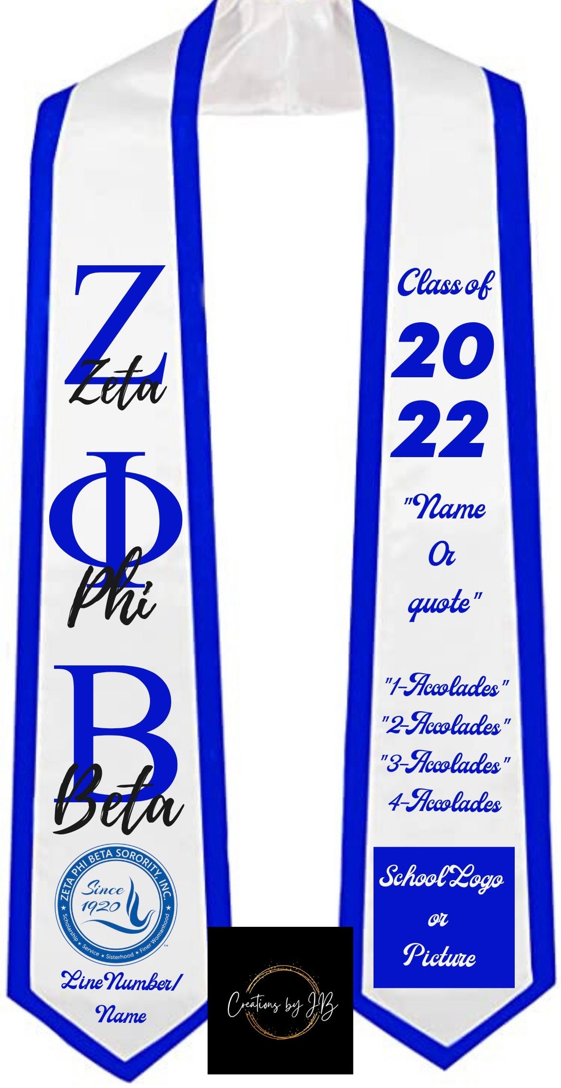 Sorority Graduation Stole | Custom Graduation Stole| Greek Graduation Stole | Pre-Designed Stole | Class of 2025 Stole| Class of 2025 Stole