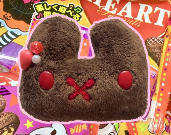 dark choco handmade plush bunny charm