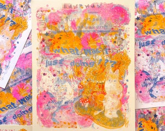 brain haze 8.5"x11" risograph art print