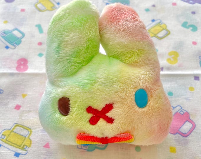 pastel rainbow plush bunny charm