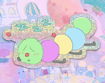 sleepy worm glitter stickers