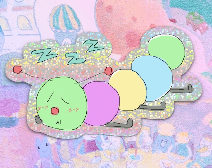 sleepy worm glitter stickers