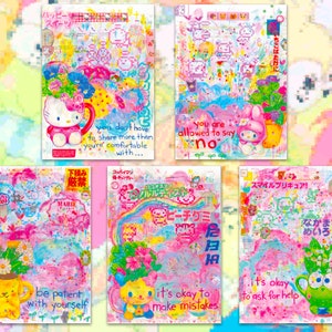kawaii collage art prints