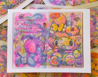 butterfly wings 8.5"x11" risograph art print