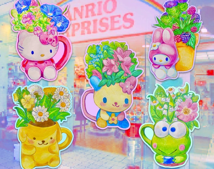 kawaii planter stickers