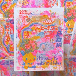 forgive yourself mini risograph art print