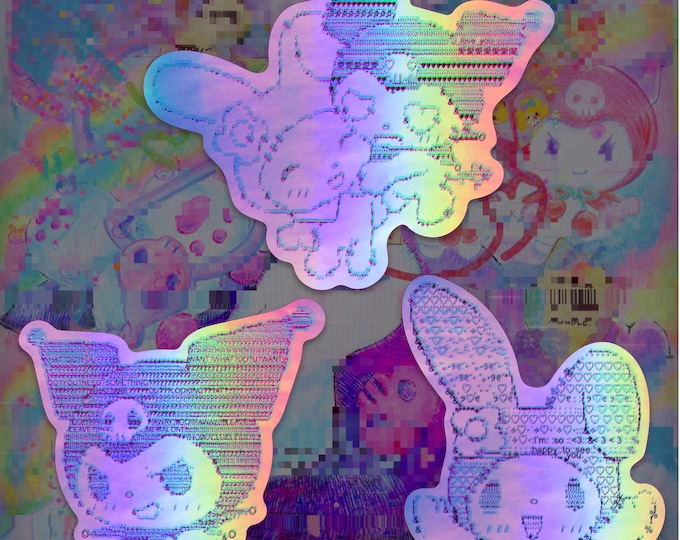 holo lovely bunny stickers