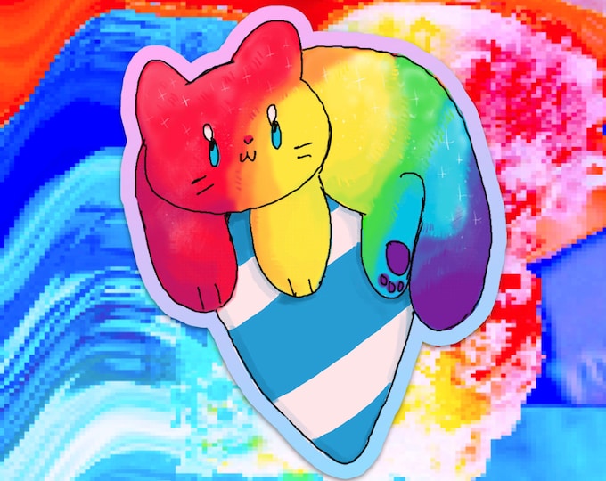 rainbow shaved ice kitty sticker