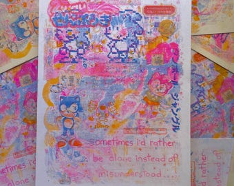 hedgehogs dilemma 8.5"x11" risograph art print