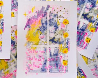 rei ayanami (?) 8.5"x11" risograph art print