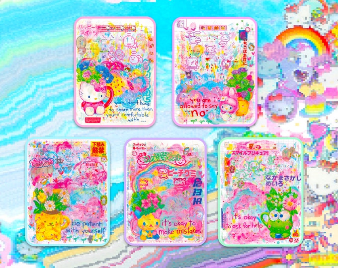 kawaii collage stickers