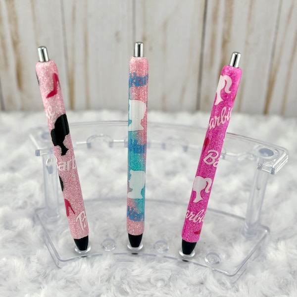 Barbie themed glitter pen, Glitter pens, epoxy glitter pens, pink barbie, Ken, afro barbie, barbie movie, barbie girl