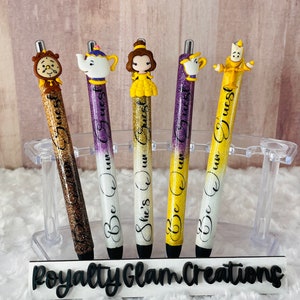 Beauty princess pen set, Belle pen, personalized pen, refillable pens, customized pen set