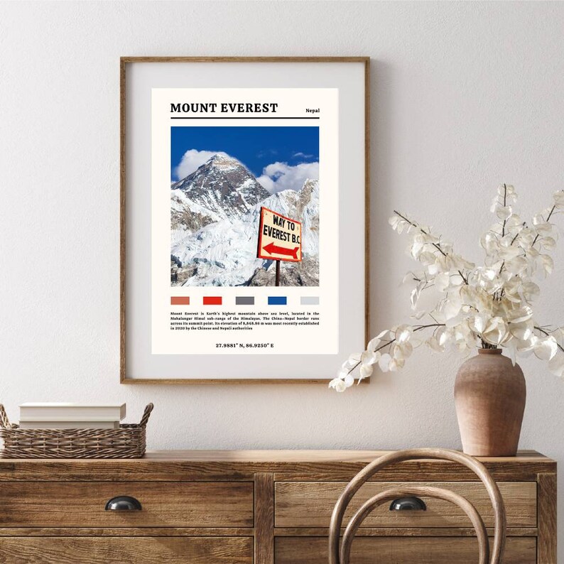 Mount Everest Travel Poster Nepal Poster Nepal Print Unique Etsy