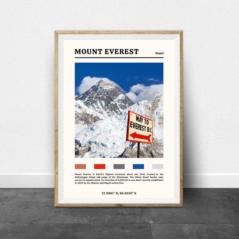 Mount Everest Travel Poster Nepal Poster Nepal Print Unique Etsy