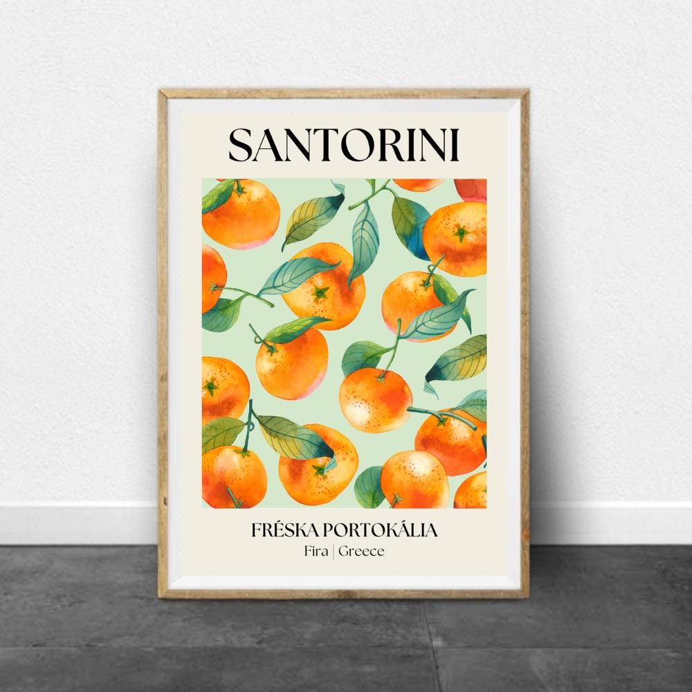 Discover Obstmarkt Santorini Orangen Botanischer, Blumenmarkt Poster