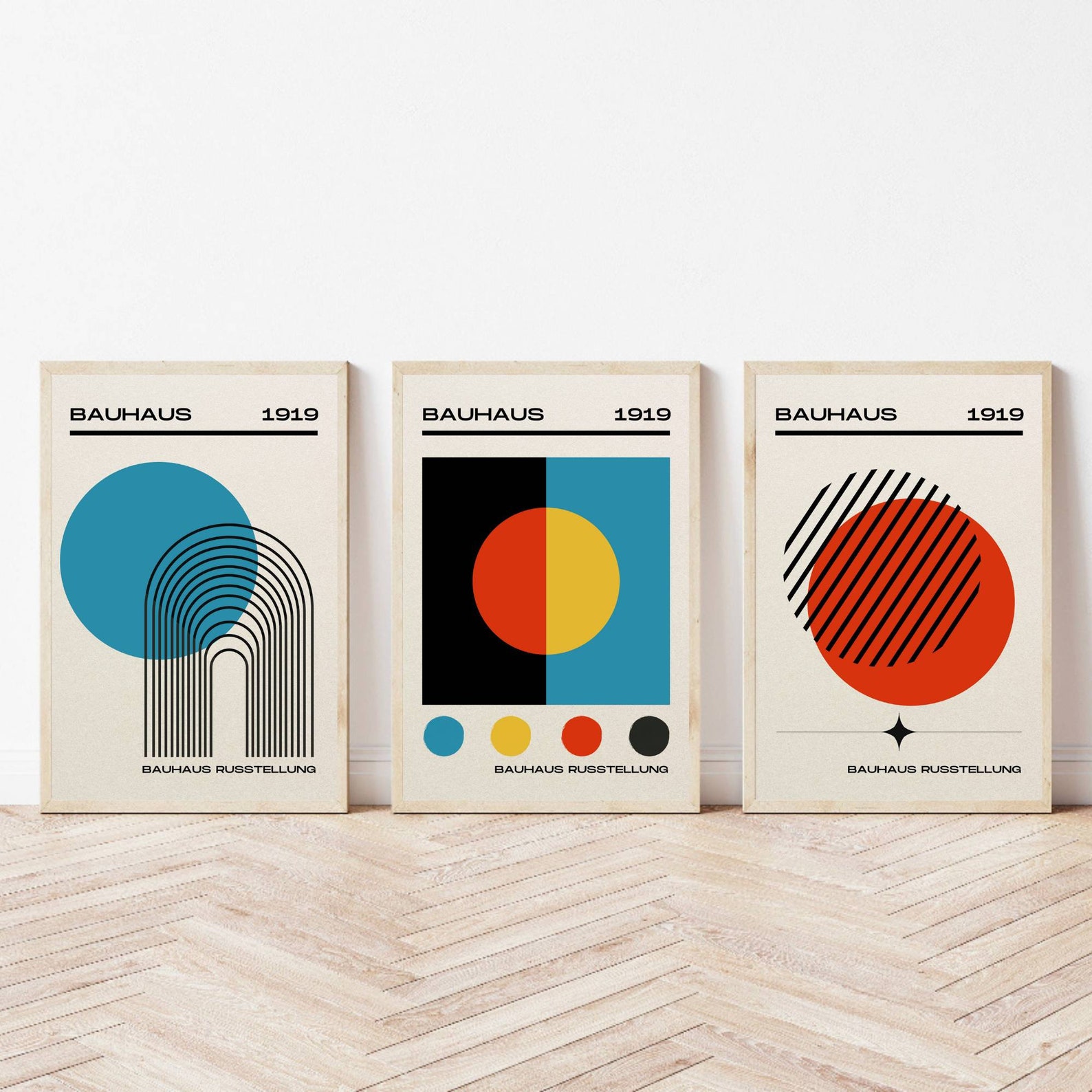 Bauhaus 1919 Inspired Wall Art Set of 3 Prints/ Home Decor/ - Etsy UK