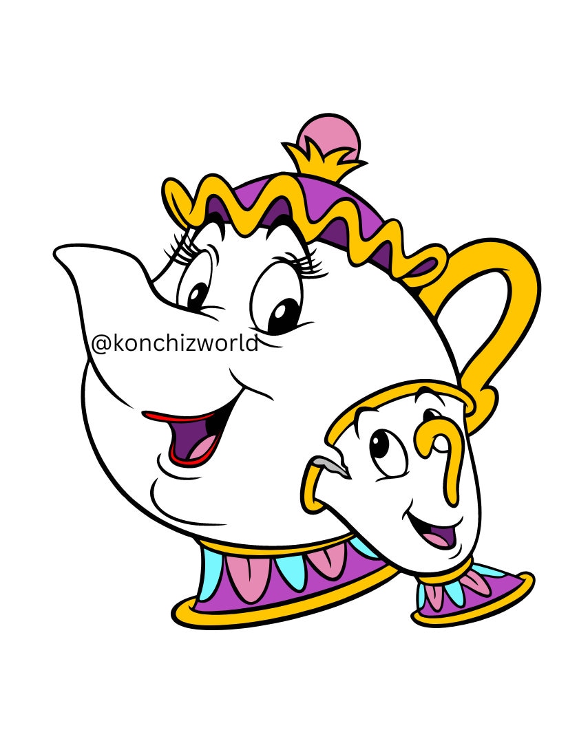 Chip & Mrs. Potts SVG File Etsy