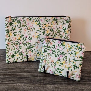 Pochette en coton à fermeture à glissière Citrus Blossoms, Trousse de maquillage en tissu, Trousse à crayons