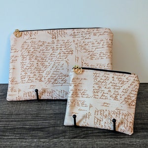 Pochette à fermeture éclair en coton rose clair, porte-monnaie, trousse de maquillage en tissu