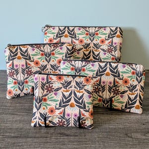 Pochette moderne à fermeture éclair en coton, fleurs sauvages, trousse de maquillage en tissu floral, pochette pour livre, porte-monnaie, porte-cartes, trousse