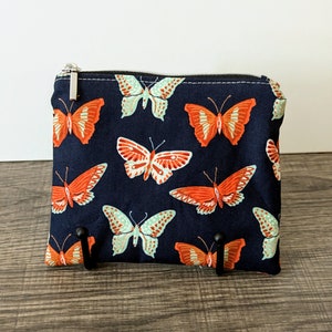 Petit porte-monnaie papillon en coton avec fermeture à glissière, porte-cartes en tissu