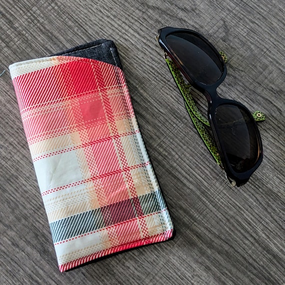 Pink Plaid Cotton Eyeglass Pouch, Fabric Sunglasses Case - Etsy
