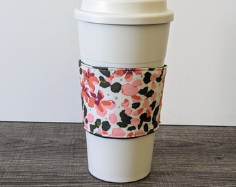 Petals Cotton Coffee Sleeve, Continuous Reversible Cup Cozy