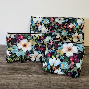 Pochette à fermeture éclair en coton à fleurs des bois, trousse de maquillage en tissu, pochette pour livre, porte-monnaie, porte-cartes