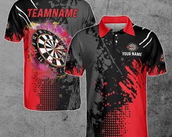 Benutzerdefinierte Name Team Name Red Darts Pfeil Darts Team Herren Poloshirt S-5XL