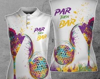 Par Then Bar Colourful Paint Splash dames mouwloos poloshirt XS-4XL