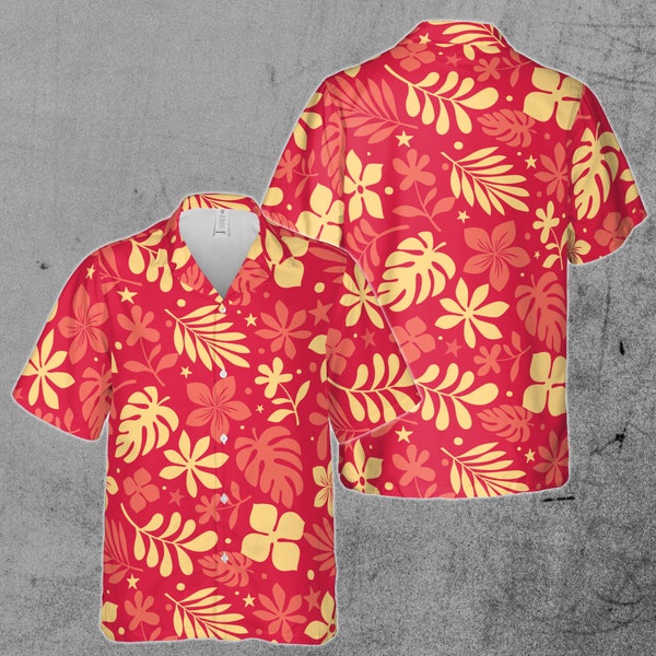 Classic Yellow Red Flower Hawaiian Shirt S-5XL