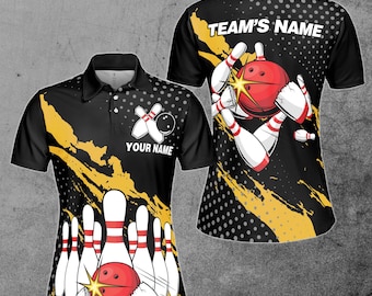 Custom Bowling Black Bowling Team Women's Polo Shirt S-5XL