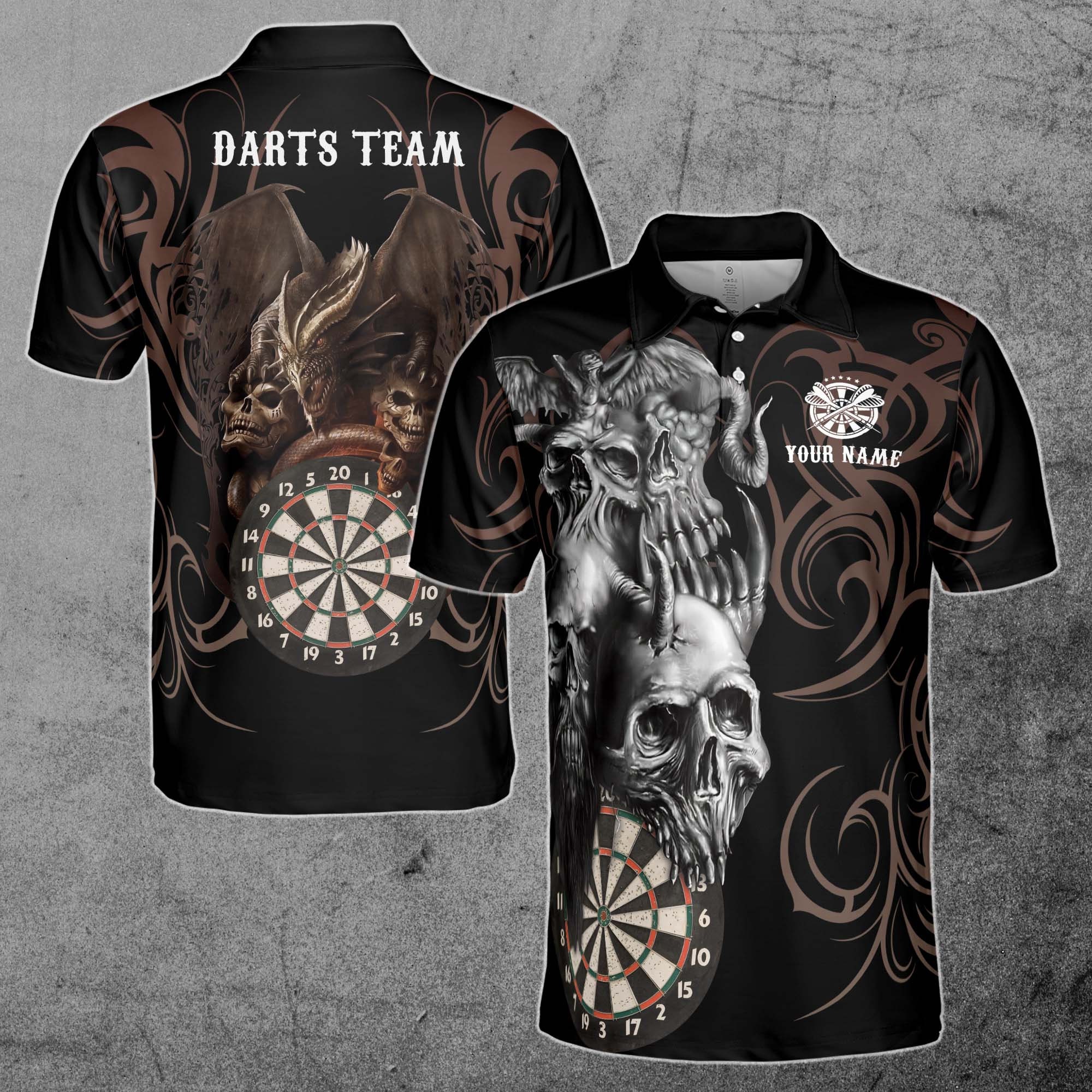 Discover Custom Darts Skull and Dragon, Darts Team 3D Polo Shirt