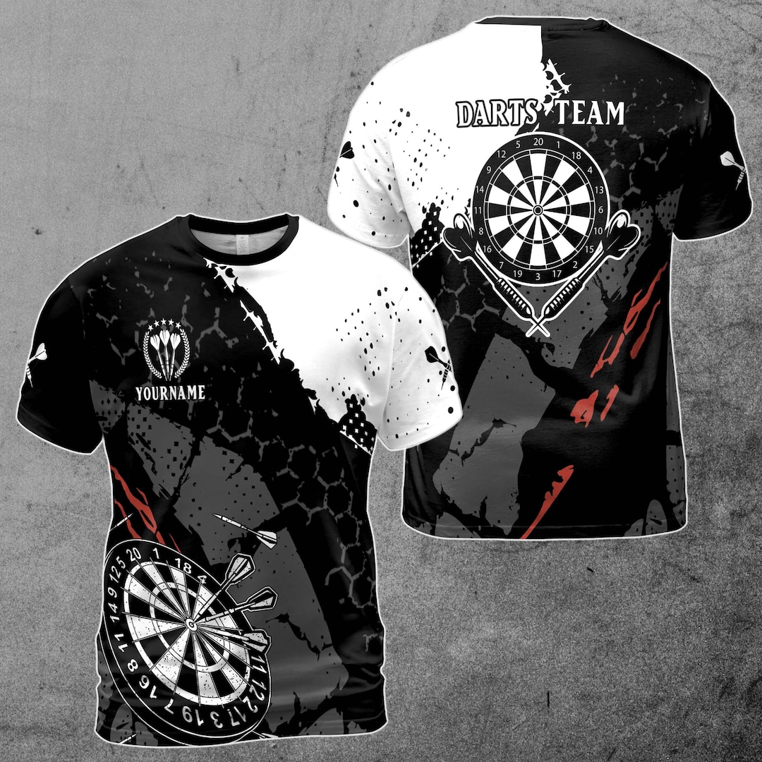 Personalized Darts, Customize Darts Black and White for Team 3D Tshirt