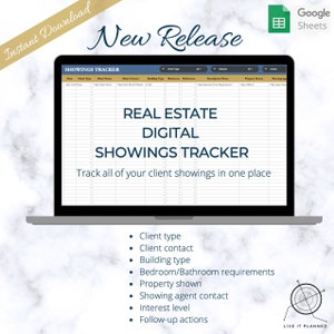 Real Estate Property Showings Spreadsheet for Leads | Realtor Showings Digital Tracker | Home Showings Pipeline | Client Lead Googlesheets